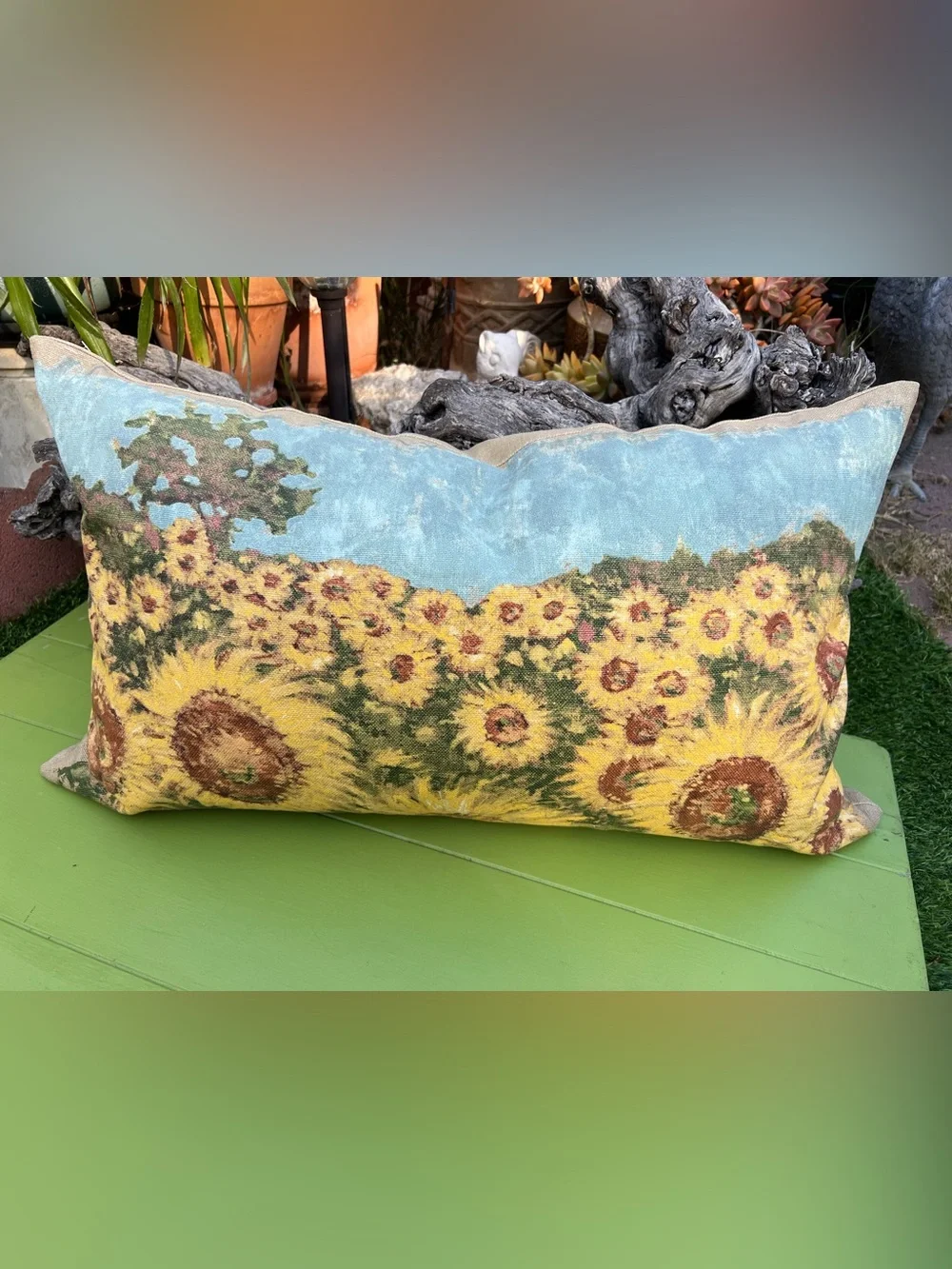 Pottery Barn Sunflower Lumbar Pillow & Cover Cotton/Linen Blend Autumn 25” x 15”